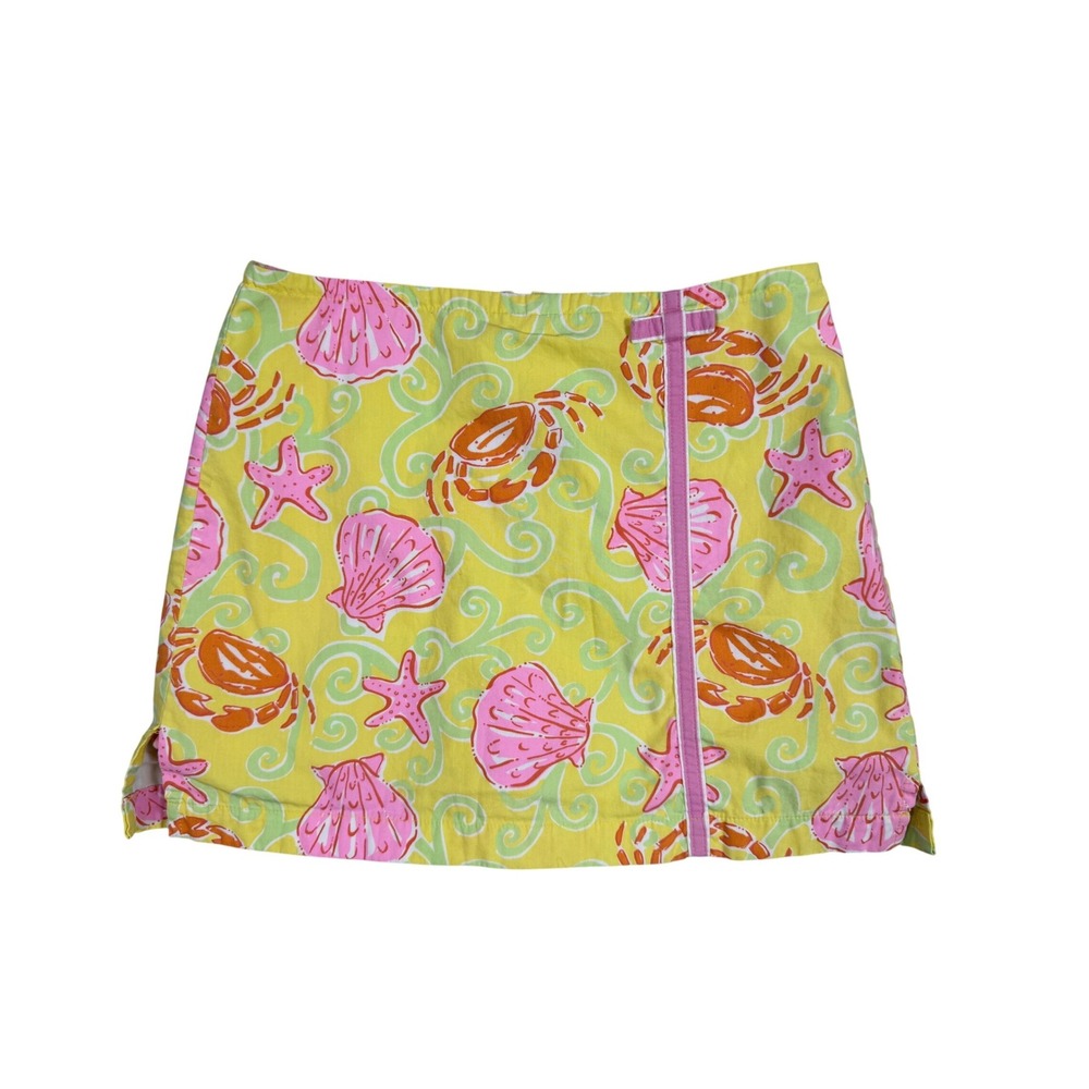 Lilly Pulitzer Skort Kids Size 12 Yellow Pink Crab‎ Seashell Coastal Print
